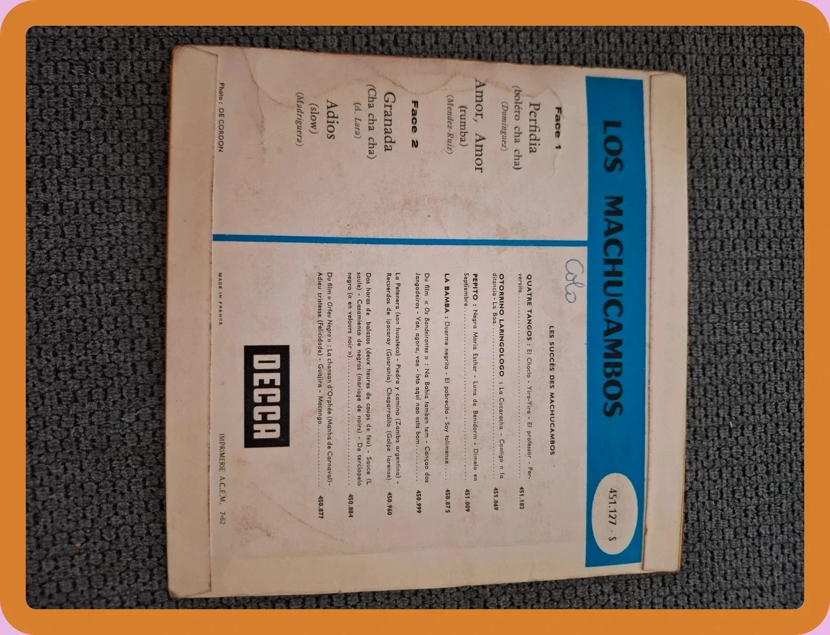 Vinyle 45 Tours EP - Los Machucambos - Granada - DECCA – photo 2